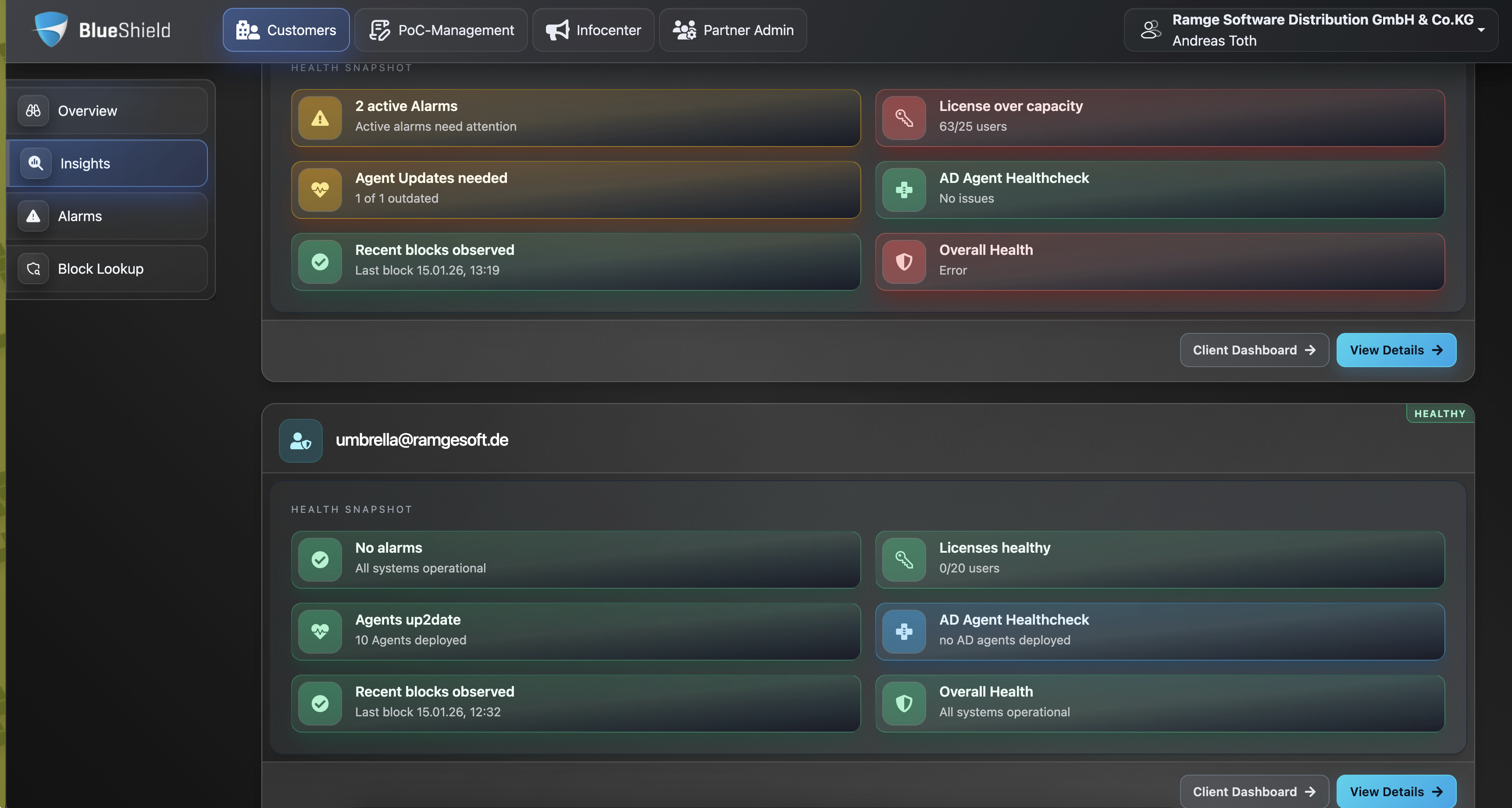 Blueshield Partner Dashboard